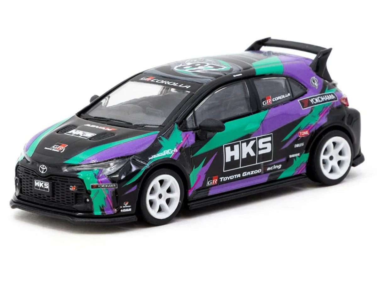 Toyota GR Corolla RHD (Right Hand Drive) "HKS" Black with Graphics "Global64" Series 1/64 Diecast Model by Tarmac Works LuxuryLifeWay Online Store