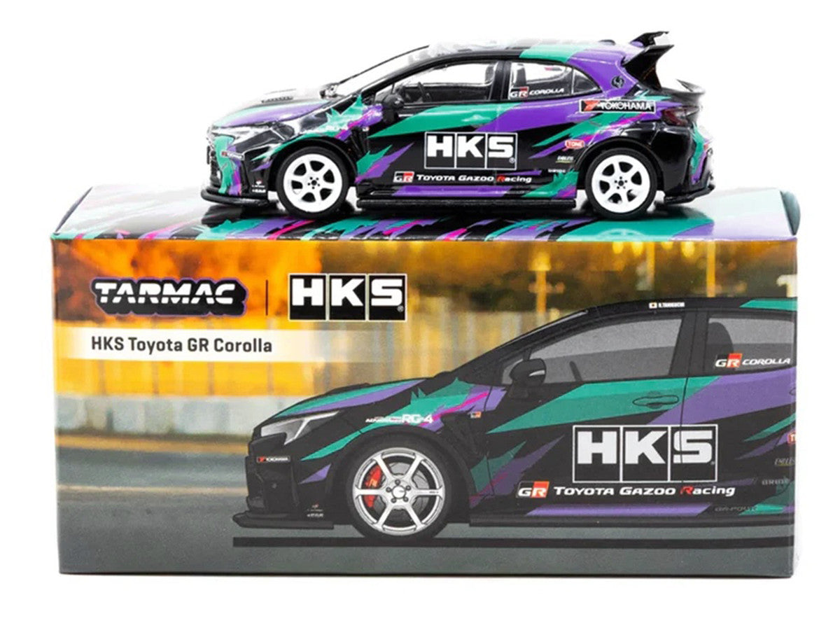Toyota GR Corolla RHD (Right Hand Drive) "HKS" Black with Graphics "Global64" Series 1/64 Diecast Model by Tarmac Works LuxuryLifeWay Online Store