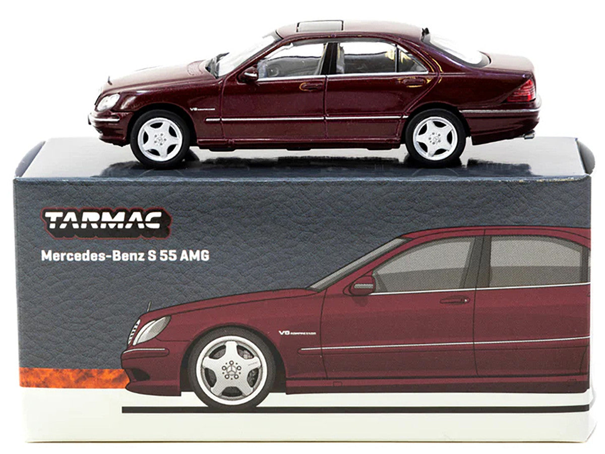 Mercedes-Benz S 55 AMG Bordeaux Red Metallic "Global64" Series 1/64 Diecast Model by Tarmac Works LuxuryLifeWay Online Store