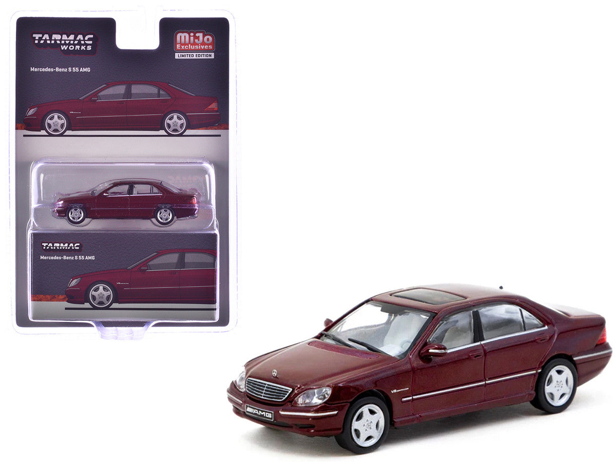 Mercedes-Benz S 55 AMG Bordeaux Red Metallic "Global64" Series 1/64 Diecast Model by Tarmac Works LuxuryLifeWay Online Store