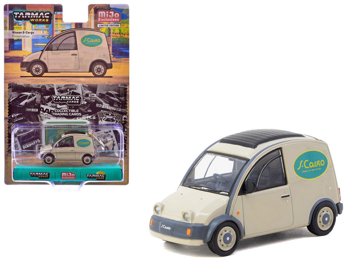 Nissan S-Cargo Van RHD (Right Hand Drive) "Presentation" Beige with Tarmac Cards "Global64" Series 1/64 Diecast Model Car by Tarmac Works LuxuryLifeWay Online Store