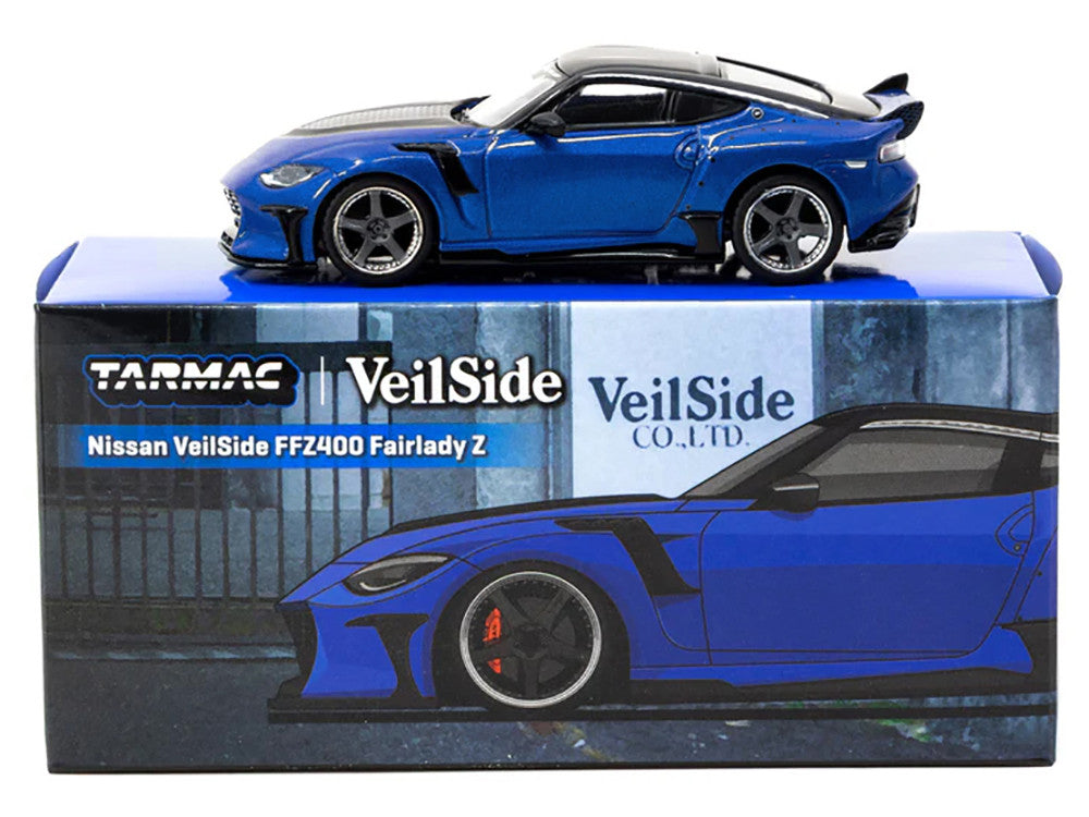 Nissan VeilSide FFZ400 Fairlady Z RHD (Right Hand Drive) Blue Metallic with Black Top "Global64" Series 1/64 Diecast Model by Tarmac Works LuxuryLifeWay Online Store