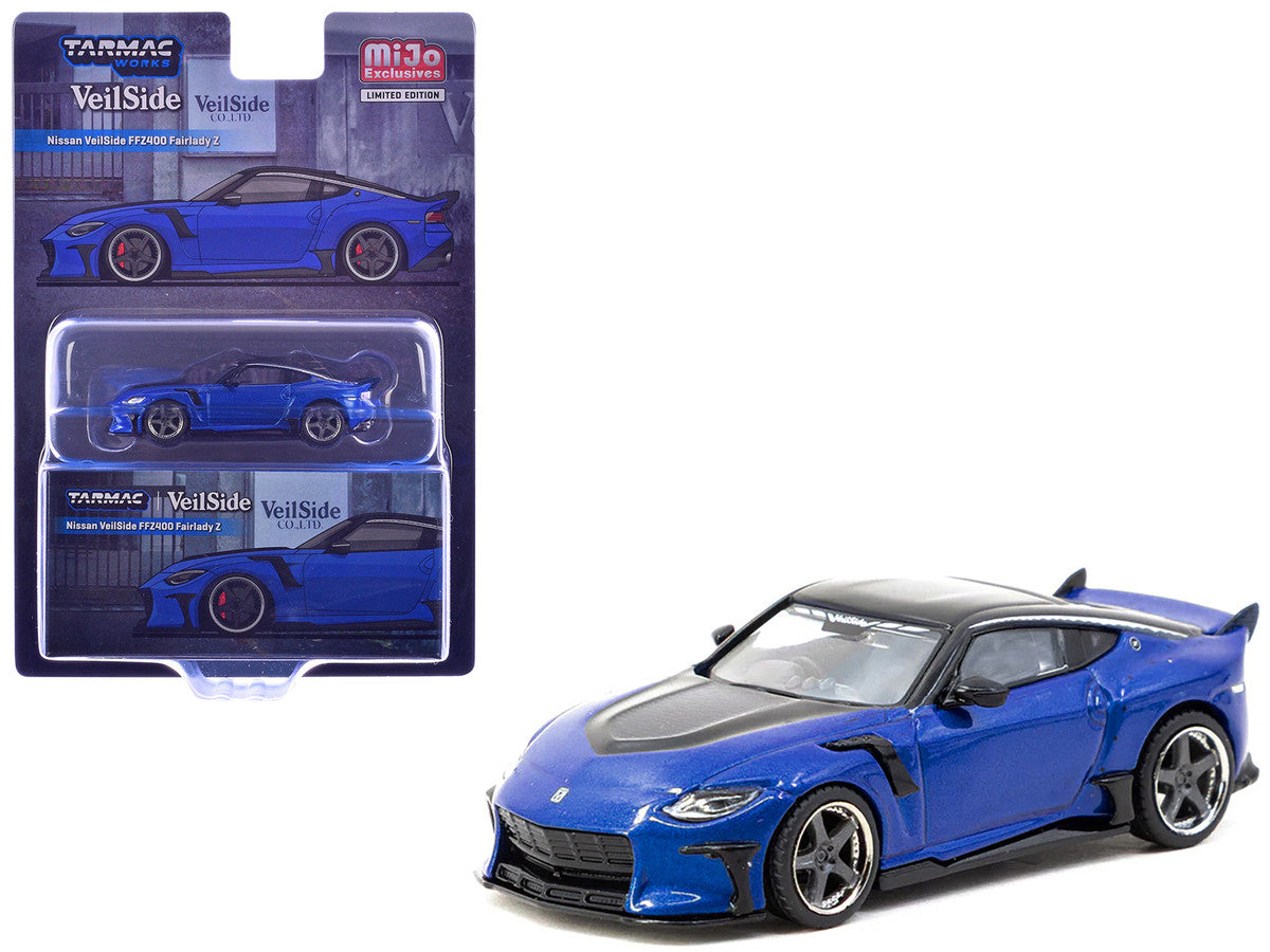 Nissan VeilSide FFZ400 Fairlady Z RHD (Right Hand Drive) Blue Metallic with Black Top "Global64" Series 1/64 Diecast Model by Tarmac Works LuxuryLifeWay Online Store