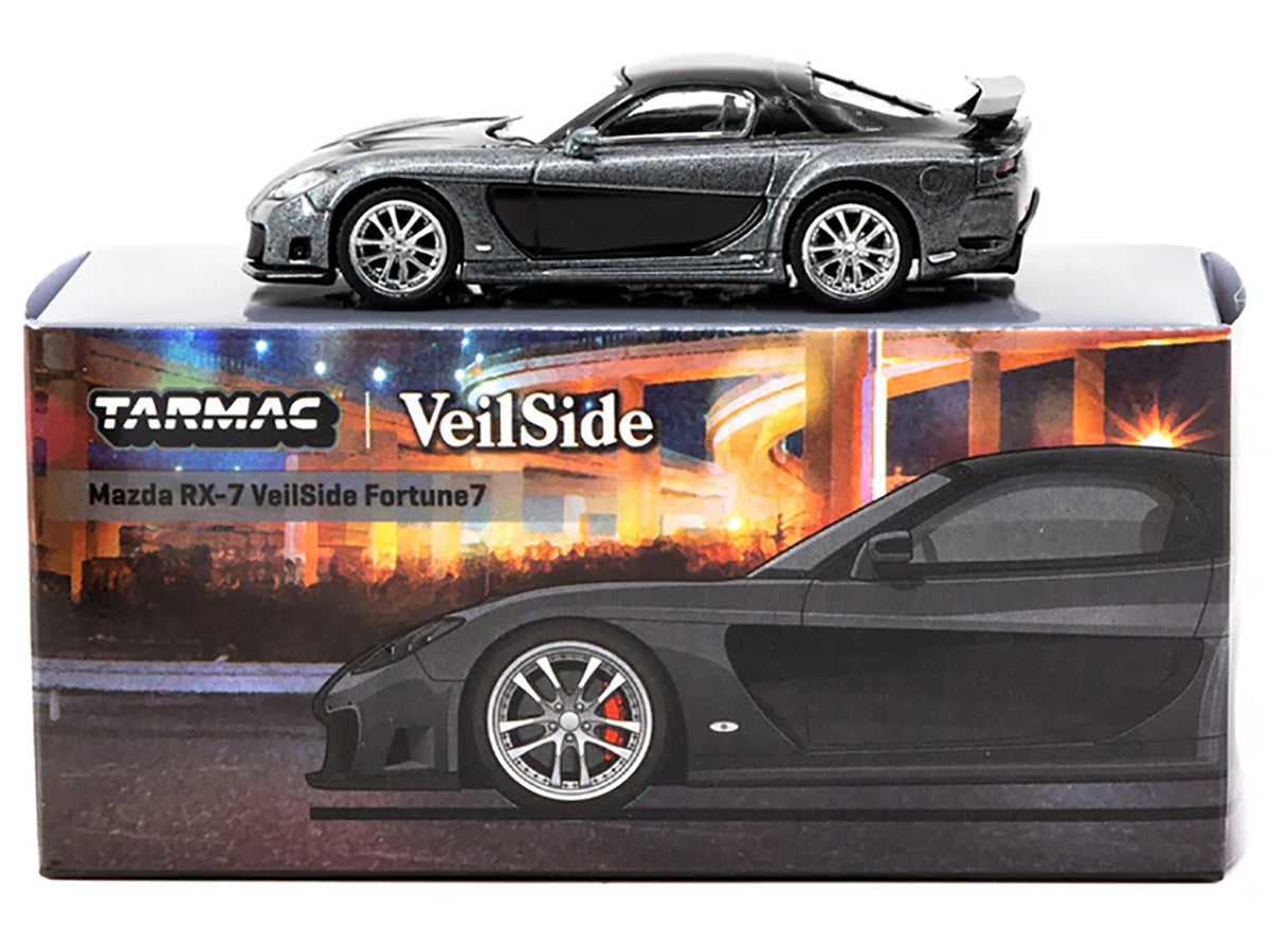 Mazda RX-7 "VeilSide Fortune7" RHD (Right Hand Drive) Gray Metallic and Black "Global64" Series 1/64 Diecast Model Car by Tarmac Works LuxuryLifeWay Online Store