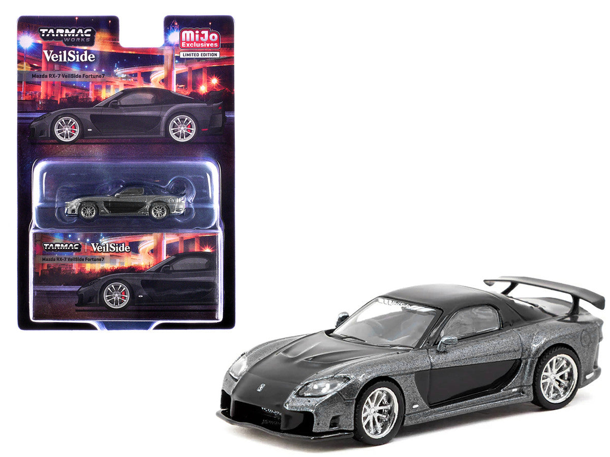 Mazda RX-7 "VeilSide Fortune7" RHD (Right Hand Drive) Gray Metallic and Black "Global64" Series 1/64 Diecast Model Car by Tarmac Works LuxuryLifeWay Online Store
