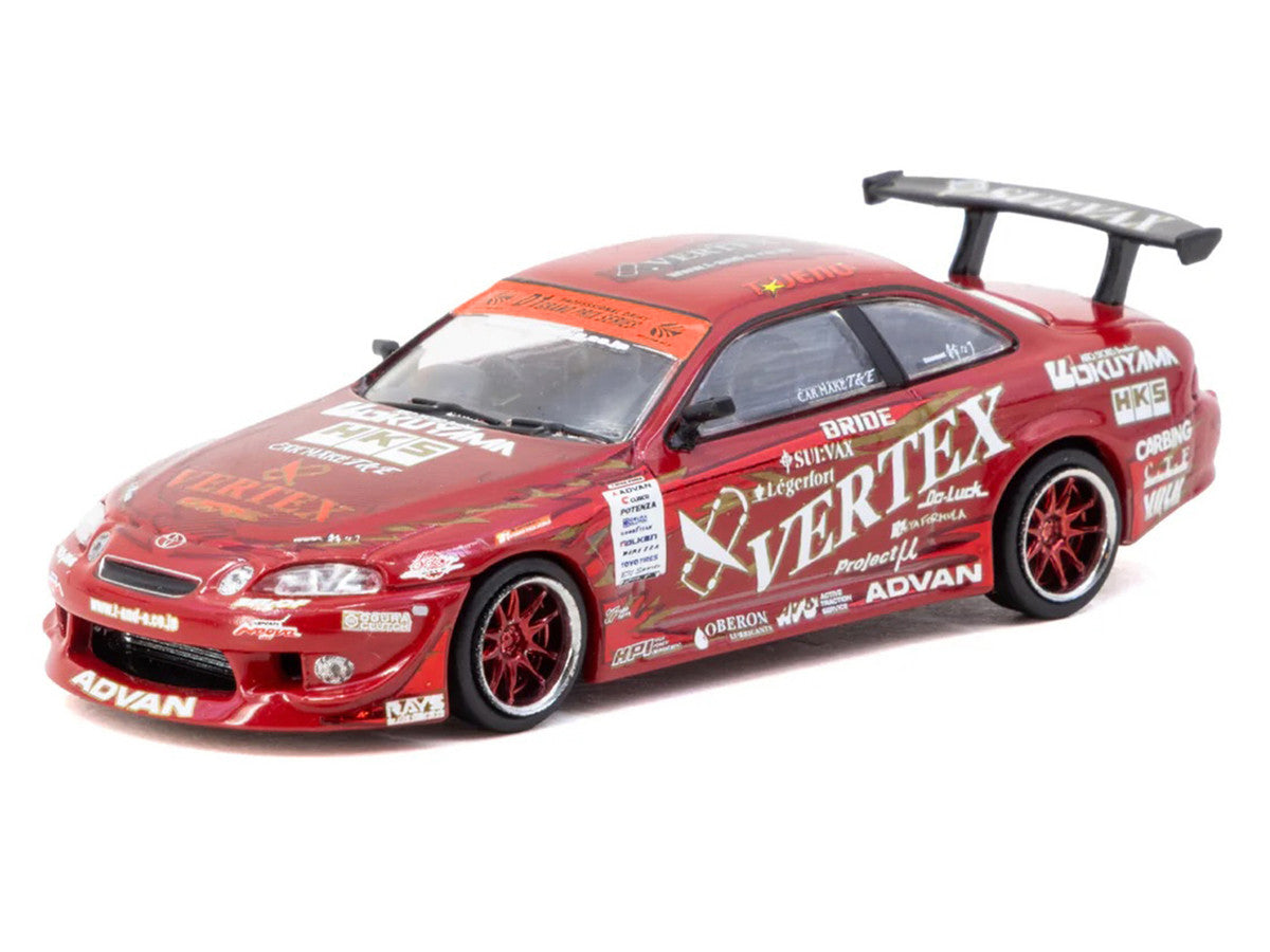Toyota VERTEX Ridge TE3005 Soarer RHD (Right Hand Drive) Red Metallic with Graphics and Tarmac Cards "Global64" Series 1/64 Diecast Model Car by Tarmac Works LuxuryLifeWay Online Store