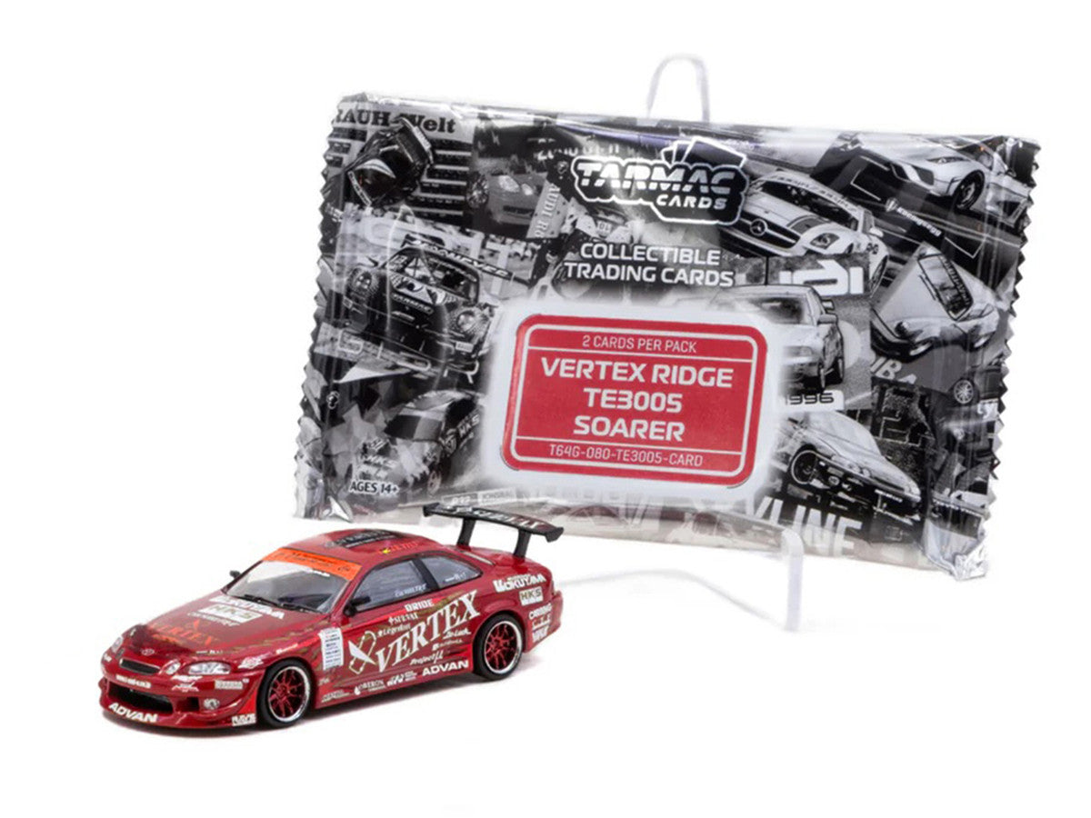 Toyota VERTEX Ridge TE3005 Soarer RHD (Right Hand Drive) Red Metallic with Graphics and Tarmac Cards "Global64" Series 1/64 Diecast Model Car by Tarmac Works LuxuryLifeWay Online Store