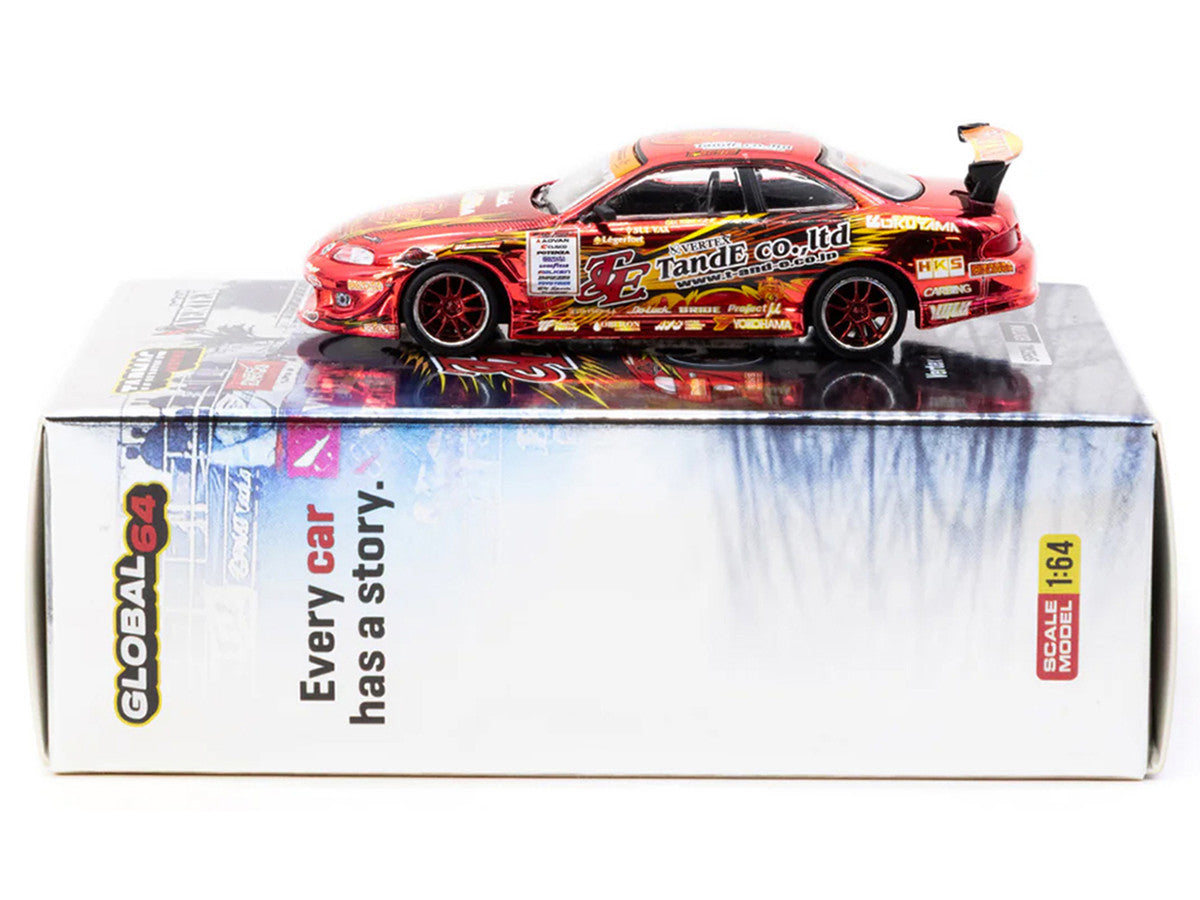 Toyota VERTEX Ridge TE3006 Soarer RHD (Right Hand Drive) Chrome Red with Graphics "Tokyo Auto Salon 2026" "Global64" Series 1/64 Diecast Model Car by Tarmac Works LuxuryLifeWay Online Store