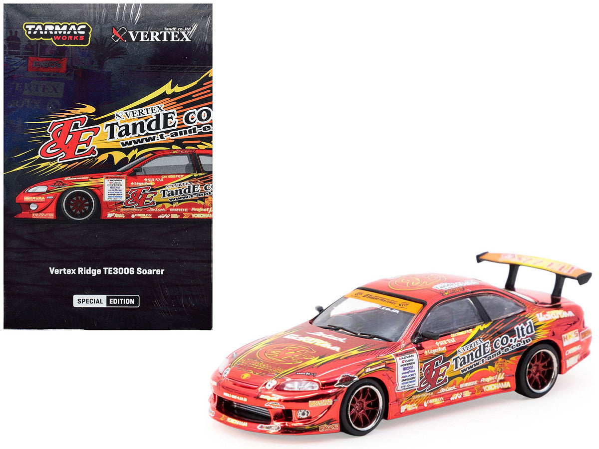 Toyota VERTEX Ridge TE3006 Soarer RHD (Right Hand Drive) Chrome Red with Graphics "Tokyo Auto Salon 2026" "Global64" Series 1/64 Diecast Model Car by Tarmac Works LuxuryLifeWay Online Store