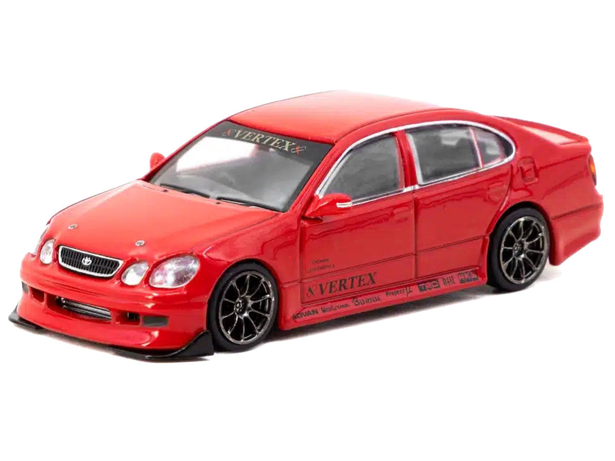 Toyota Vertex Aristo JZS161 RHD (Right Hand Drive) Red with Tarmac Cards "Global64" Series 1/64 Diecast Model Car by Tarmac Works LuxuryLifeWay Online Store
