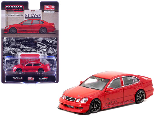 Toyota Vertex Aristo JZS161 RHD (Right Hand Drive) Red with Tarmac Cards "Global64" Series 1/64 Diecast Model Car by Tarmac Works LuxuryLifeWay Online Store