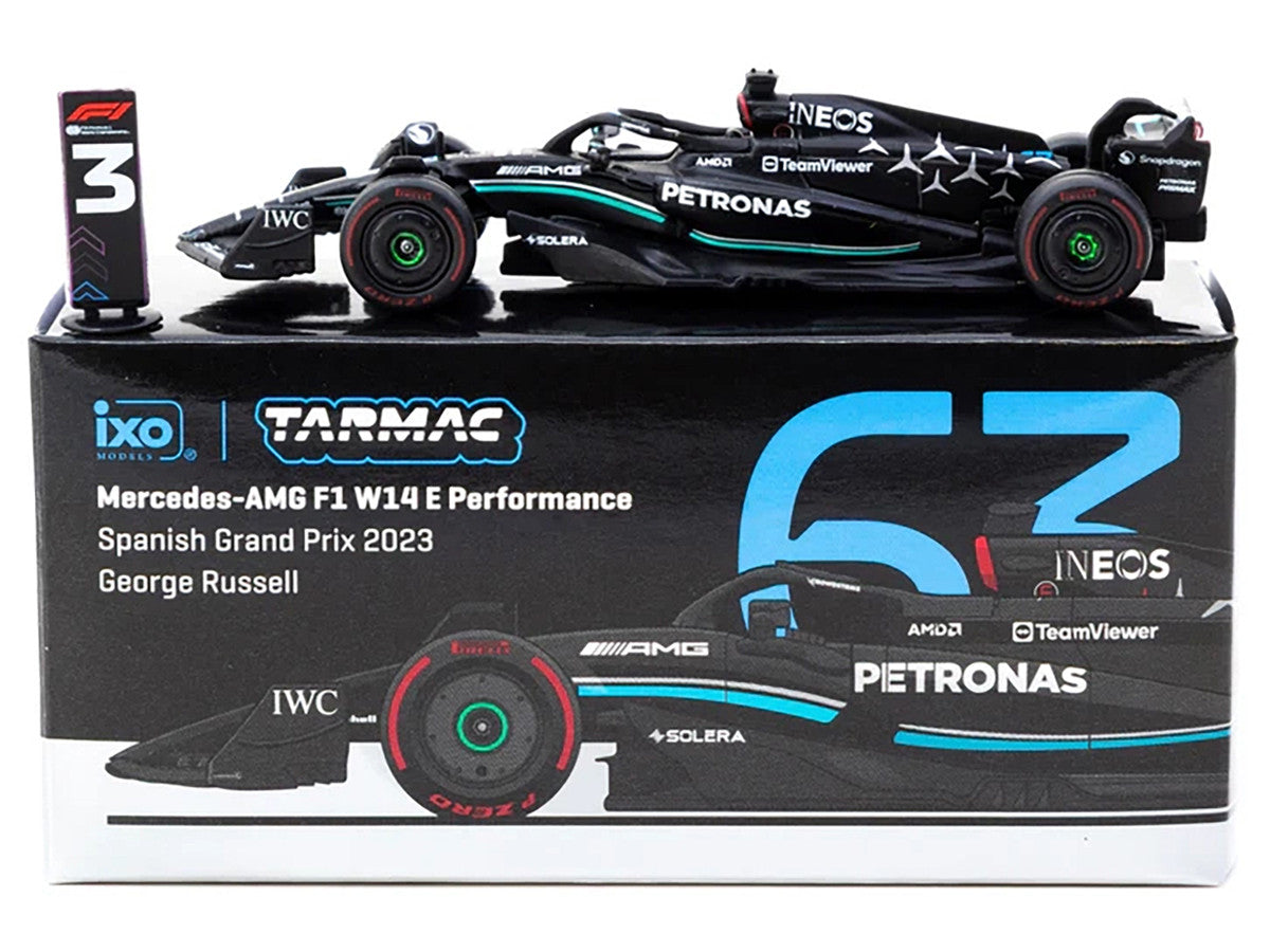 Mercedes-AMG F1 W14 E Performance #63 George Russell 3rd Place Formula One F1 "Spanish GP" (2023) "Global64" Series 1/64 Diecast Model Car by Tarmac Works LuxuryLifeWay Online Store