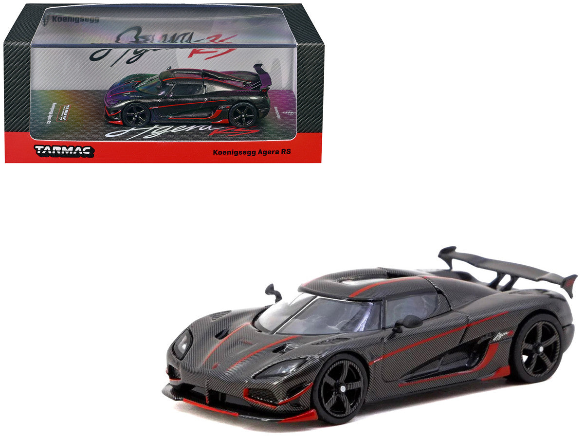 Koenigsegg Agera RS Black Carbon with Red Accents "Global64" Series 1/64 Diecast Model Car by Tarmac Works LuxuryLifeWay Online Store