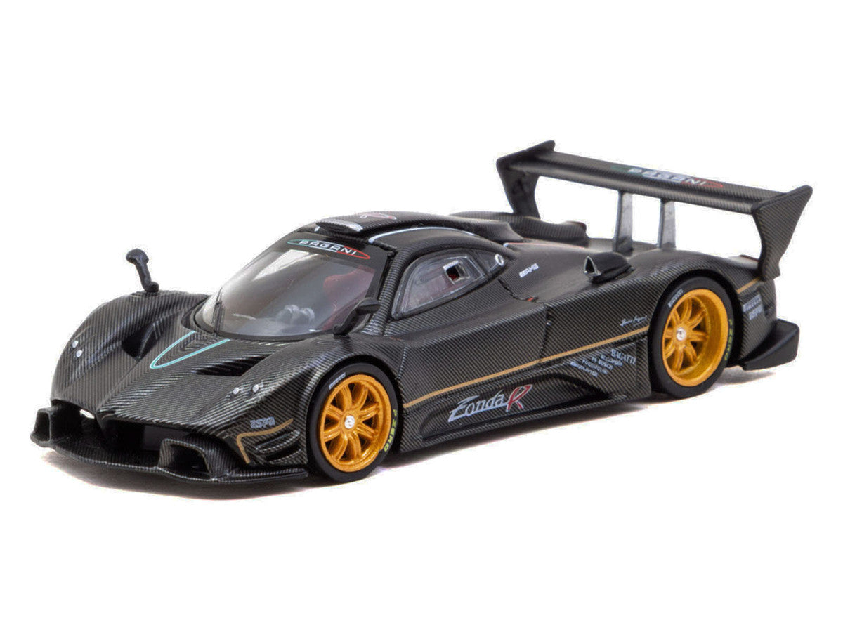 Pagani Zonda R Matt Black Carbon Fiber with Gold Wheels "Global64" Series 1/64 Diecast Model Car by Tarmac Works LuxuryLifeWay Online Store