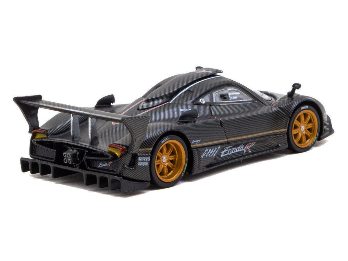 Pagani Zonda R Matt Black Carbon Fiber with Gold Wheels "Global64" Series 1/64 Diecast Model Car by Tarmac Works LuxuryLifeWay Online Store