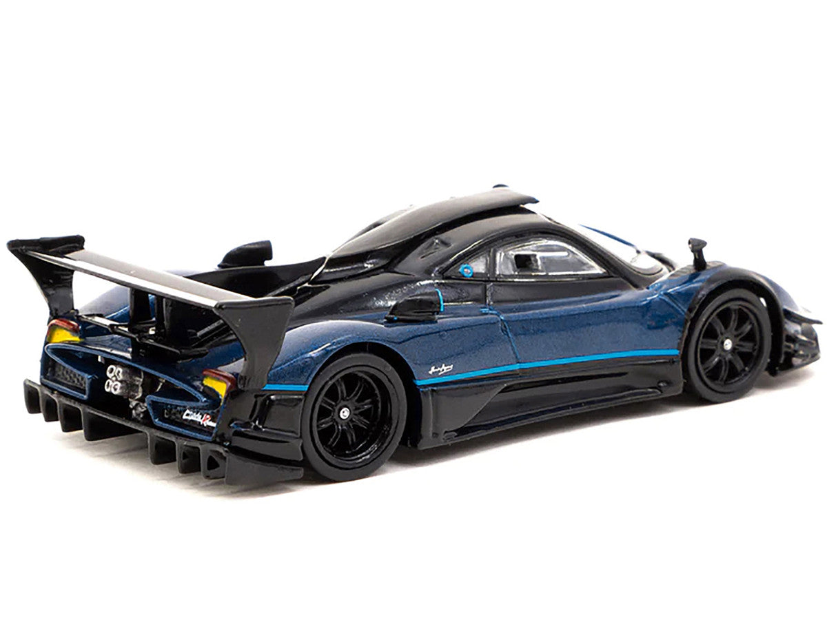 Pagani Zonda Revolucion Blue Metallic and Black with Light Blue Stripes "Global64" Series 1/64 Diecast Model Car by Tarmac Works LuxuryLifeWay Online Store