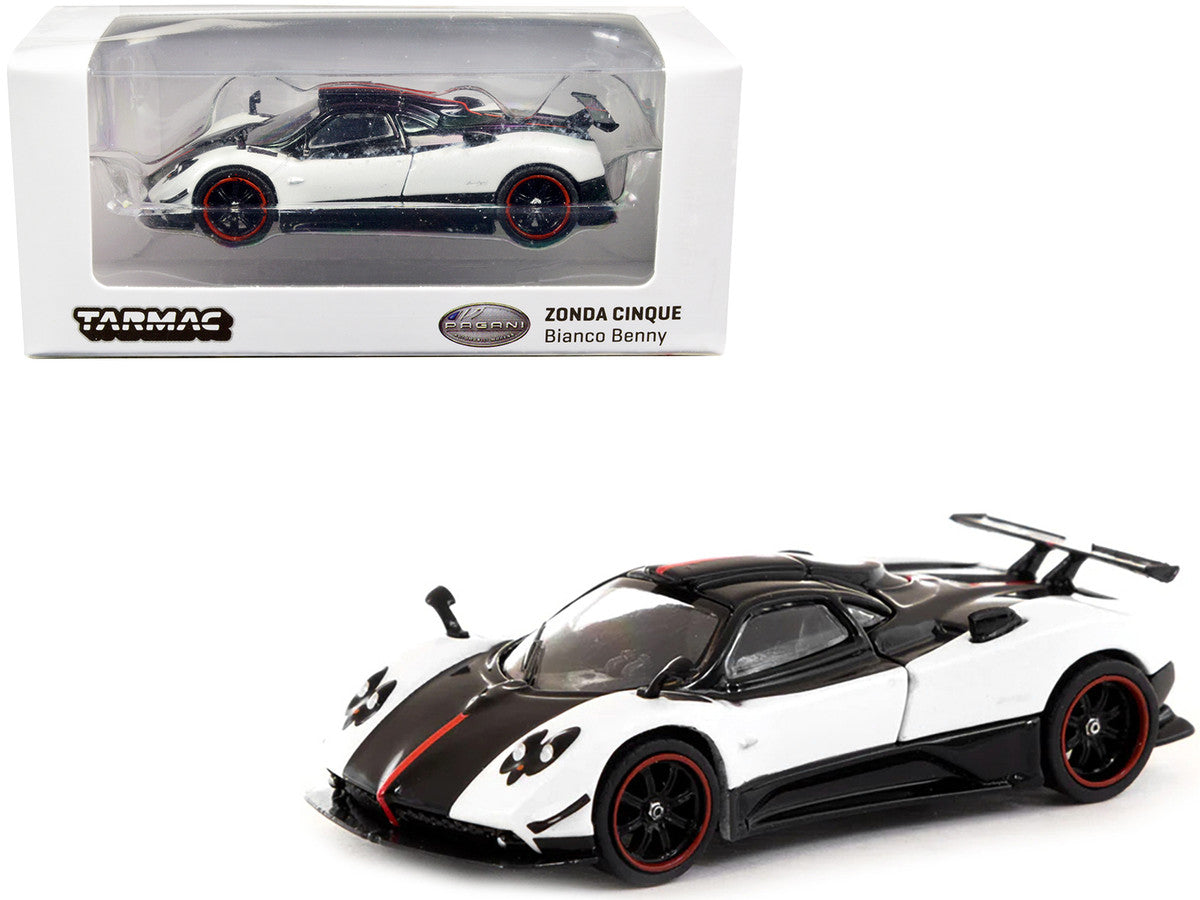 Pagani Zonda Cinque Bianco Benny White and Black "Global64" Series 1/64 Diecast Model Car by Tarmac Works LuxuryLifeWay Online Store