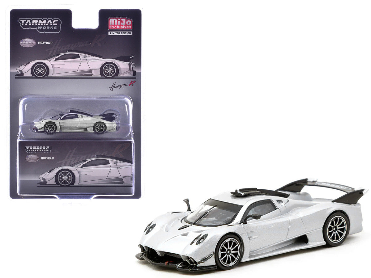 Pagani Huayra R Satin Silver Metallic "Global64" Series 1/64 Diecast Model by Tarmac Works LuxuryLifeWay Online Store