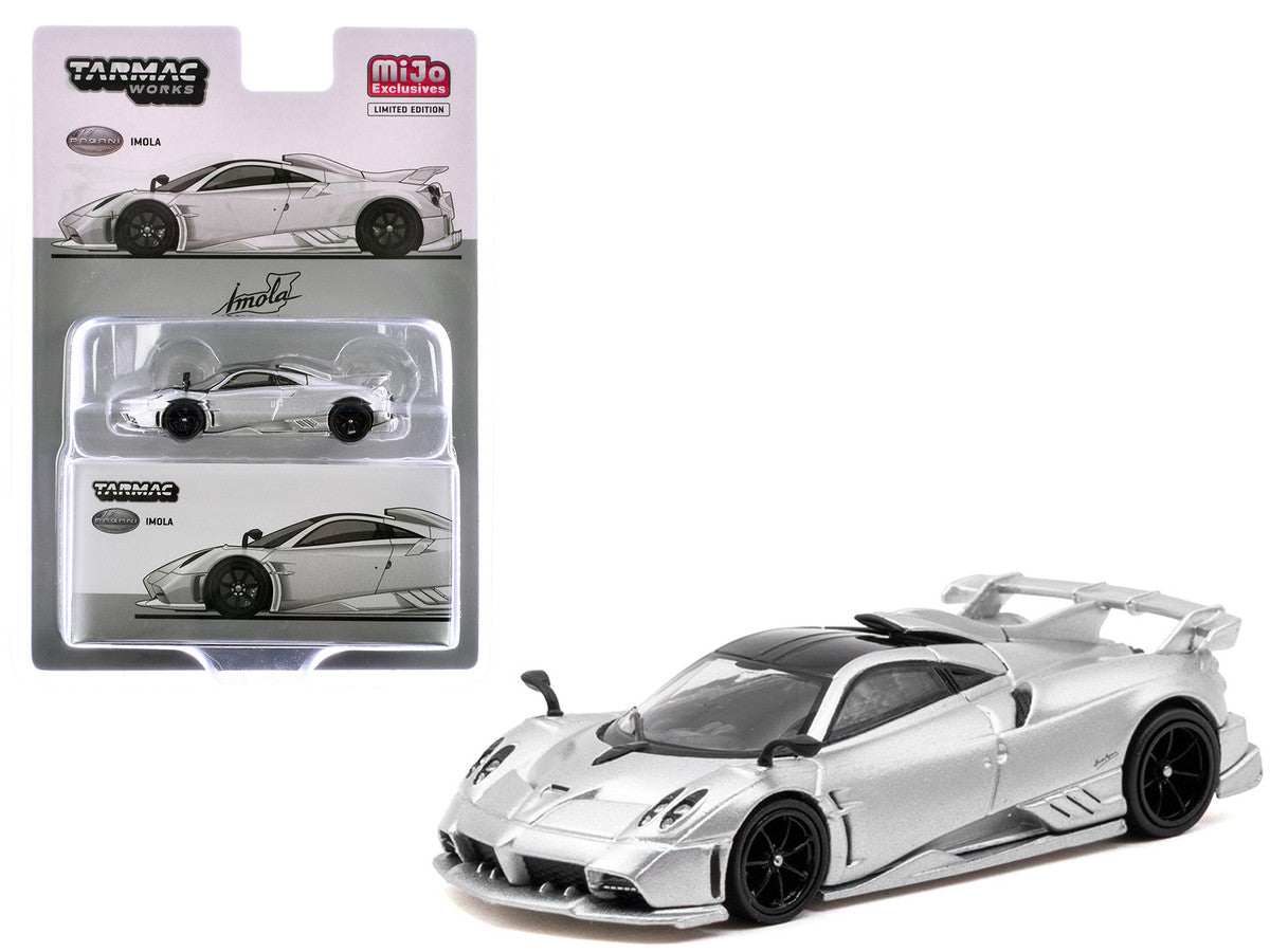 Pagani Imola Matt Silver Metallic with Black Top "Global64" Series 1/64 Diecast Model Car by Tarmac Works LuxuryLifeWay Online Store