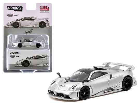 Pagani Imola Matt Silver Metallic with Black Top "Global64" Series 1/64 Diecast Model Car by Tarmac Works LuxuryLifeWay Online Store