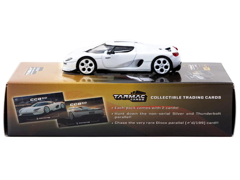 Koenigsegg CC850 White with Tarmac Cards "Global64" Series 1/64 Diecast Model by Tarmac Works LuxuryLifeWay Online Store