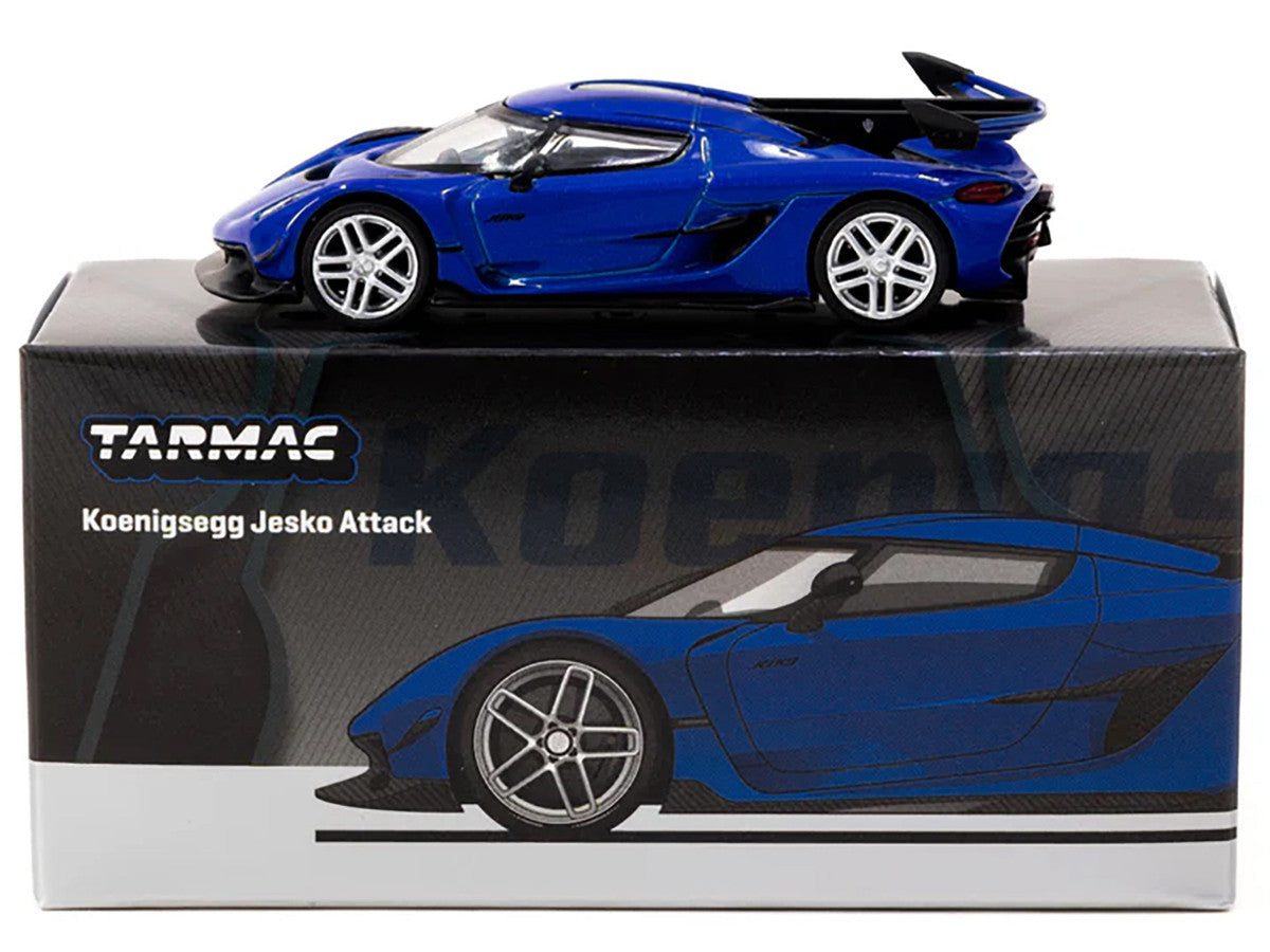 Koenigsegg Jesko Attack Blue Metallic "Global64" Series 1/64 Diecast Model by Tarmac Works LuxuryLifeWay Online Store