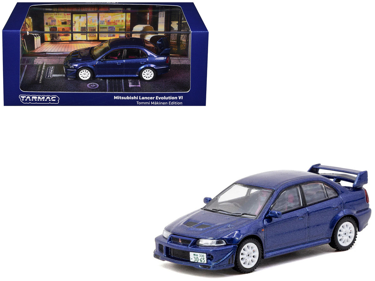 Mitsubishi Lancer Evolution VI RHD (Right Hand Drive) "Tommi Makinen Edition" Blue Metallic "Road64" Series 1/64 Diecast Model by Tarmac Works LuxuryLifeWay Online Store