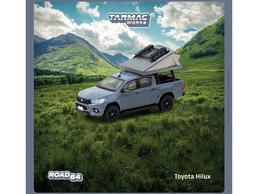 Toyota Hilux Pickup Truck RHD (Right Hand Drive) Gray with Camping Equipment "Road64" Series 1/64 Diecast Model Car by Tarmac Works LuxuryLifeWay Online Store