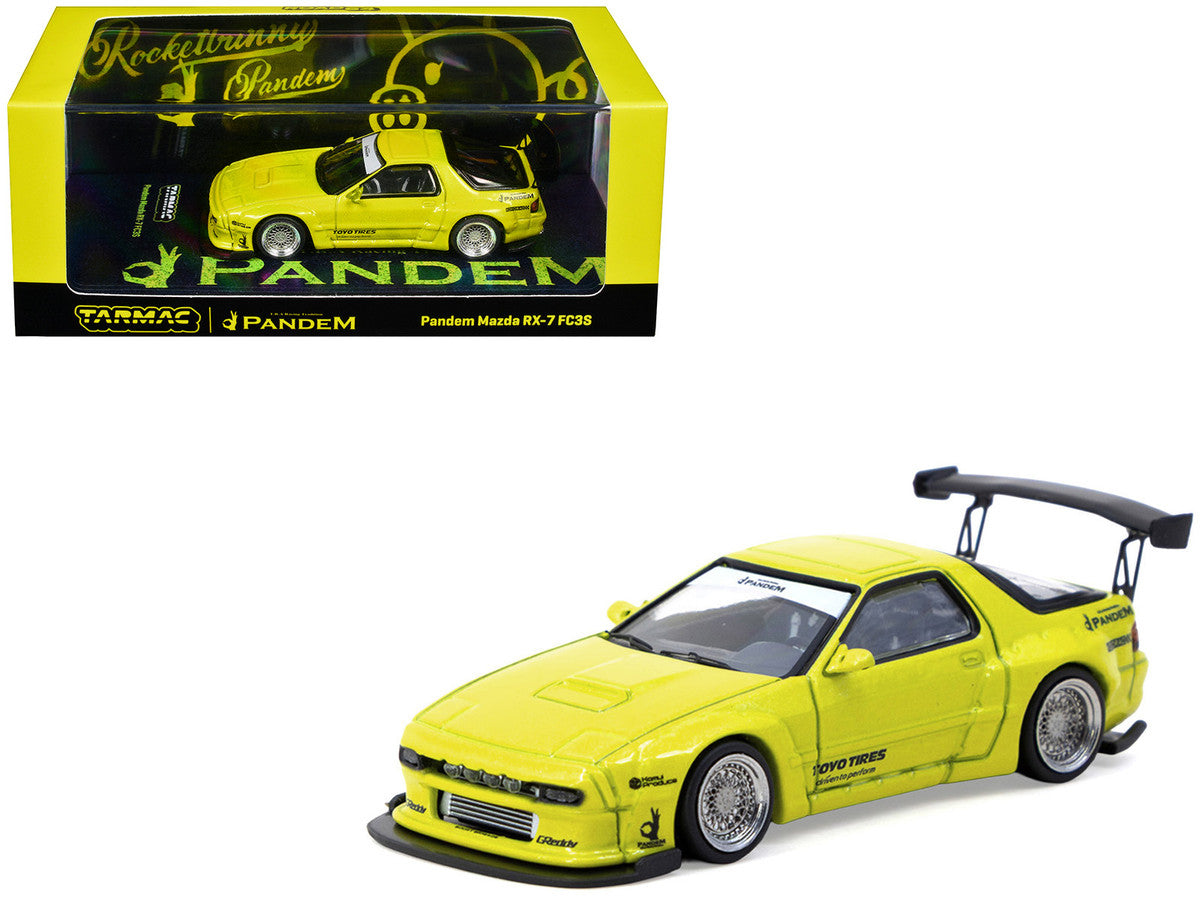 Mazda RX-7 FC3S Pandem Yellow Metallic "Road64" Series 1/64 Diecast Model Car by Tarmac Works LuxuryLifeWay Online Store
