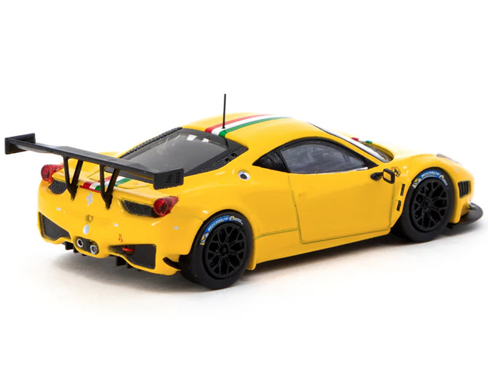 Ferrari 458 Italia GT3 Yellow with Italian Flag Stripes "Road64" Series 1/64 Diecast Model Car by Tarmac Works LuxuryLifeWay Online Store