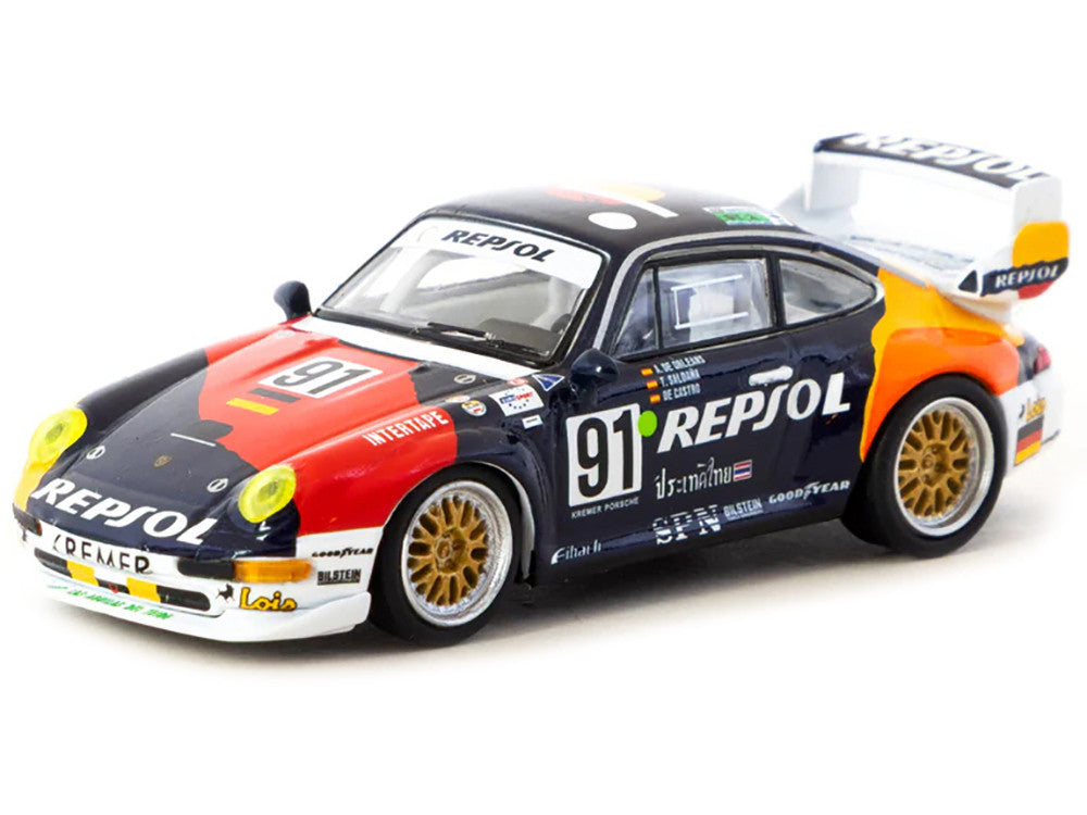 Porsche 911 GT2 #91 Tomas Saldana - Miguel Angel de Castro - Prince Alfonso de Orleans-Borbon "Kremer Racing - Repsol" "24 Hours of Le Mans" (1995) "Collab64" Series 1/64 Diecast Model Car by Schuco & Tarmac Works LuxuryLifeWay Online Store