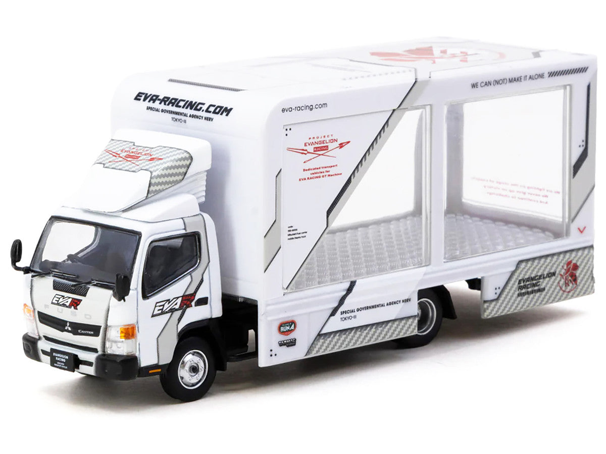 Mitsubishi Fuso Canter Mobile Display Truck RHD (Right Hand Drive) "EVA Racing" White with Graphics "Truck64" Series 1/64 Diecast Model Car by Tarmac Works LuxuryLifeWay Online Store