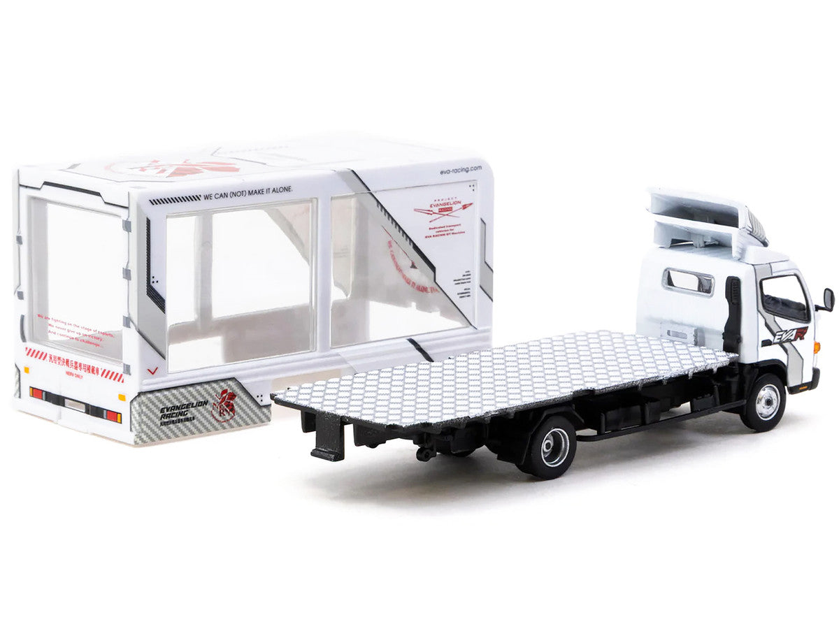 Mitsubishi Fuso Canter Mobile Display Truck RHD (Right Hand Drive) "EVA Racing" White with Graphics "Truck64" Series 1/64 Diecast Model Car by Tarmac Works LuxuryLifeWay Online Store