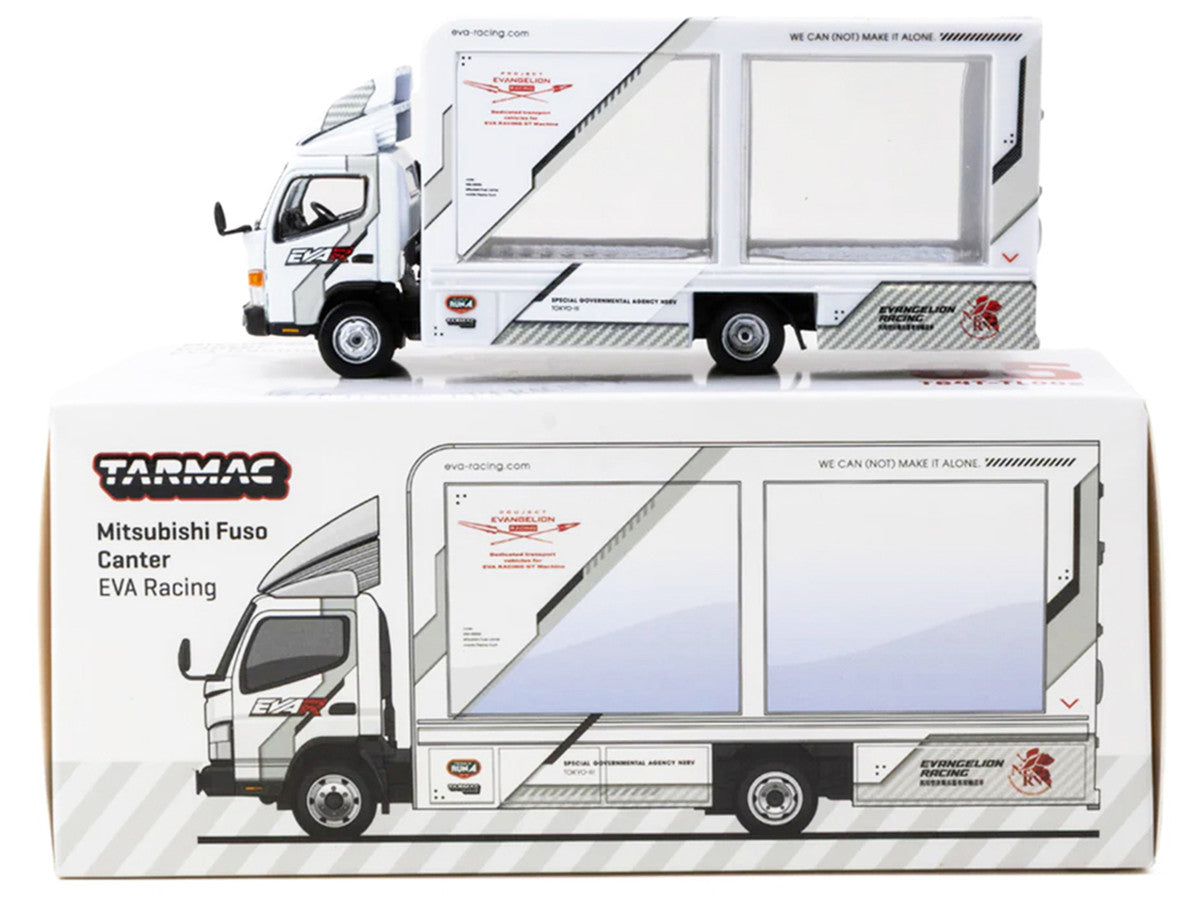 Mitsubishi Fuso Canter Mobile Display Truck RHD (Right Hand Drive) "EVA Racing" White with Graphics "Truck64" Series 1/64 Diecast Model Car by Tarmac Works LuxuryLifeWay Online Store