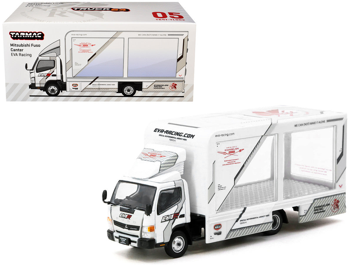Mitsubishi Fuso Canter Mobile Display Truck RHD (Right Hand Drive) "EVA Racing" White with Graphics "Truck64" Series 1/64 Diecast Model Car by Tarmac Works LuxuryLifeWay Online Store