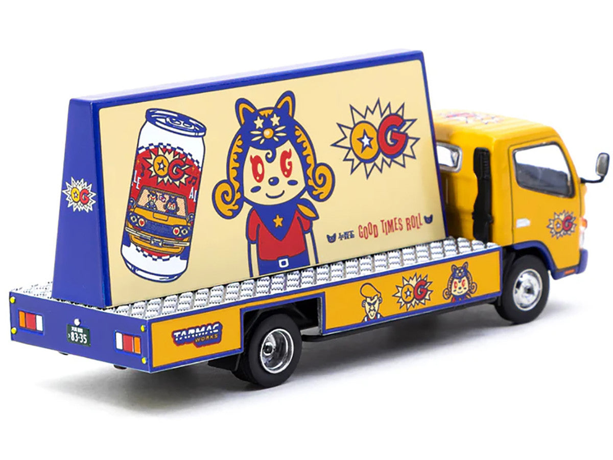 Mitsubishi Fuso Canter Mobile Ad Truck RHD (Right Hand Drive) "OG Beer" Yellow with Graphics "Truck64" Series 1/64 Diecast Model Car by Tarmac Works LuxuryLifeWay Online Store