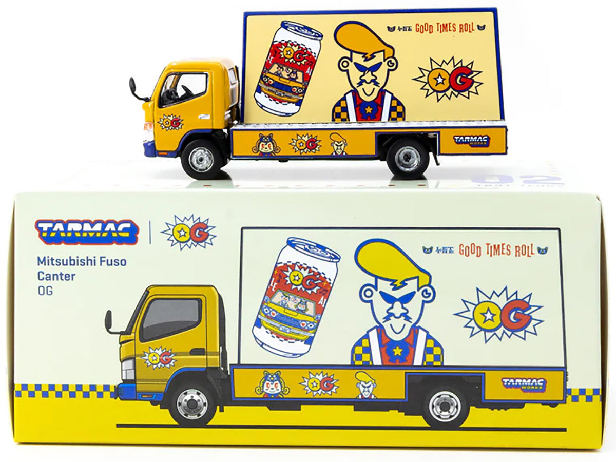 Mitsubishi Fuso Canter Mobile Ad Truck RHD (Right Hand Drive) "OG Beer" Yellow with Graphics "Truck64" Series 1/64 Diecast Model Car by Tarmac Works LuxuryLifeWay Online Store