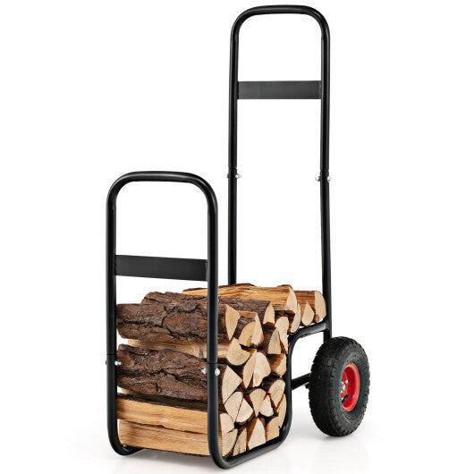 Firewood Log Cart Carrier with Wear-Resistant and Shockproof Rubber Wheels LuxuryLifeWay Online Store