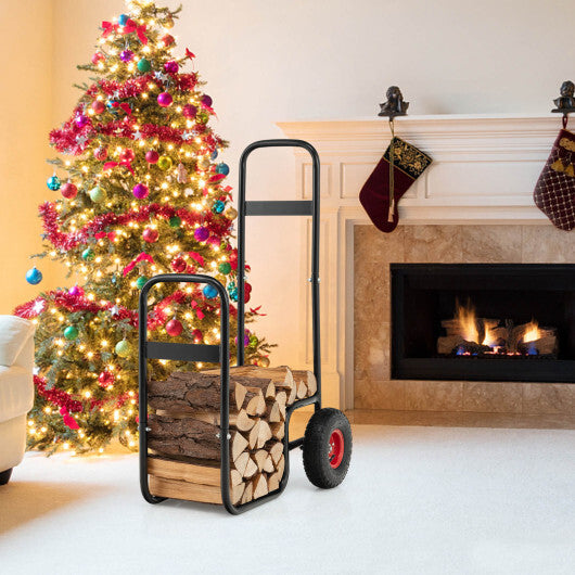Firewood Log Cart Carrier with Wear-Resistant and Shockproof Rubber Wheels LuxuryLifeWay Online Store
