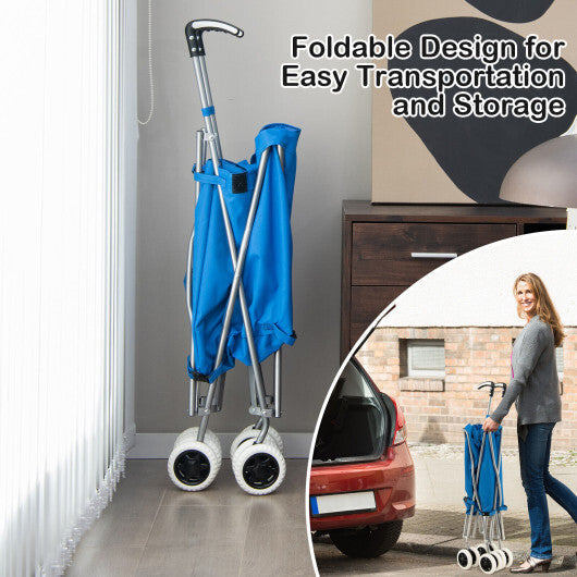 Folding Shopping Utility Cart with Water-Resistant Removable Canvas Bag-Pink LuxuryLifeWay Online Store