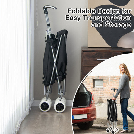 Folding Shopping Utility Cart with Water-Resistant Removable Canvas Bag-Pink LuxuryLifeWay Online Store