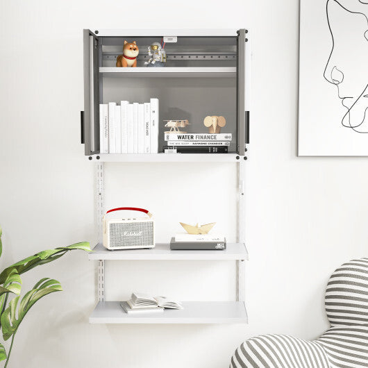 Metal Wall Cabinet with Lock and 3 Adjustable Shelves LuxuryLifeWay Online Store