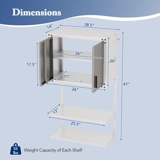 Metal Wall Cabinet with Lock and 3 Adjustable Shelves LuxuryLifeWay Online Store