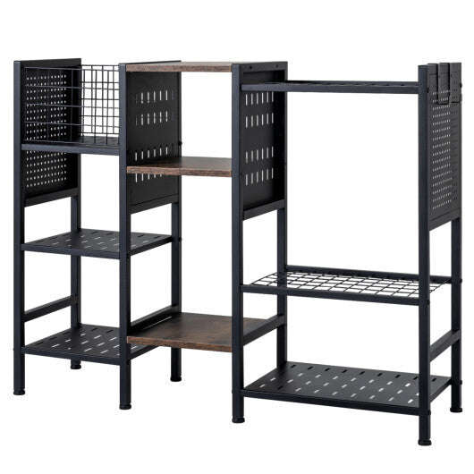 Garden Tool Organizer with Wooden Shelves for Garage and Shed-Black LuxuryLifeWay Online Store