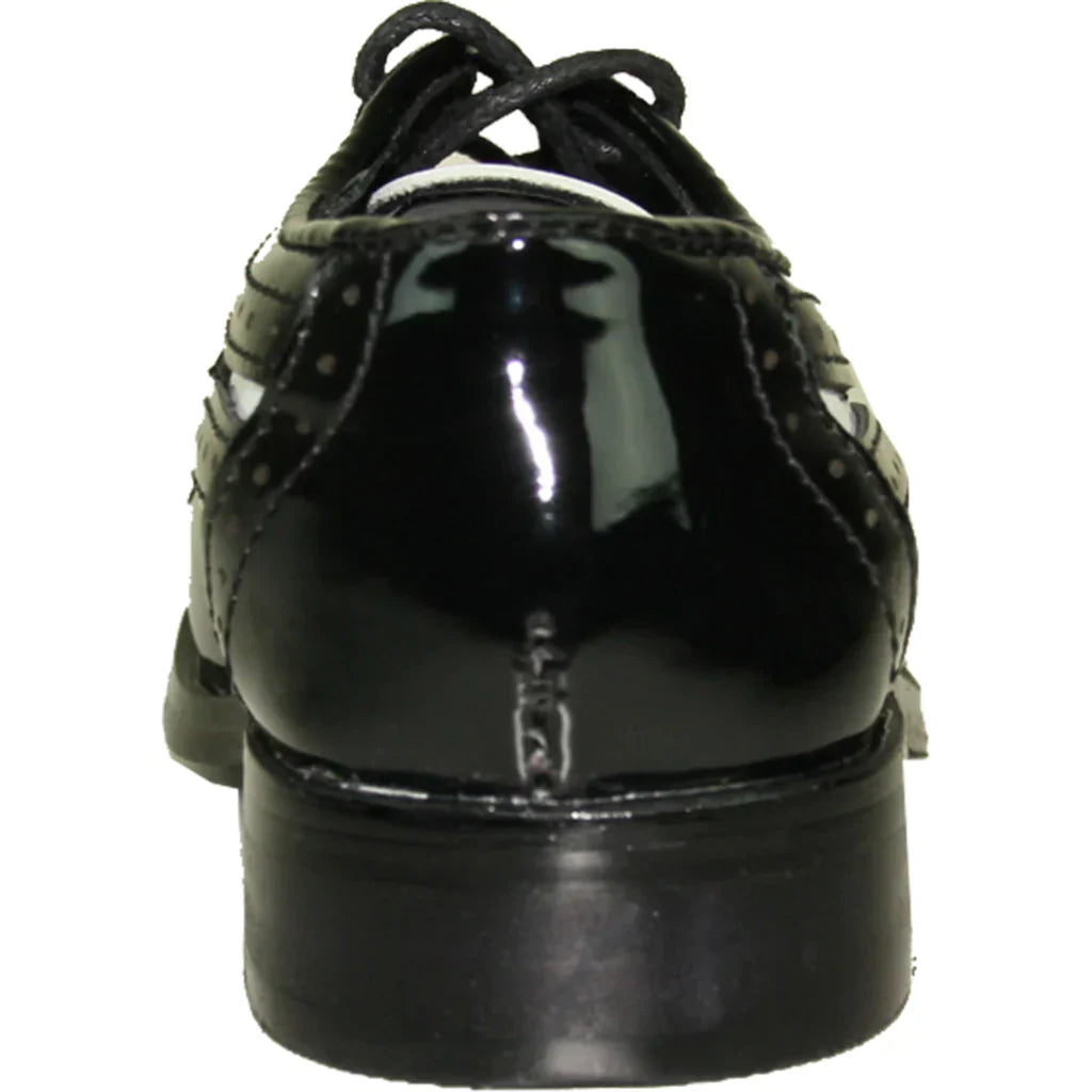VANGELO Boy Dress Shoe TAB-3KID Oxford Formal Tuxedo for Prom & Wedding Black/White Patent Two Tone LuxuryLifeWay Online Store