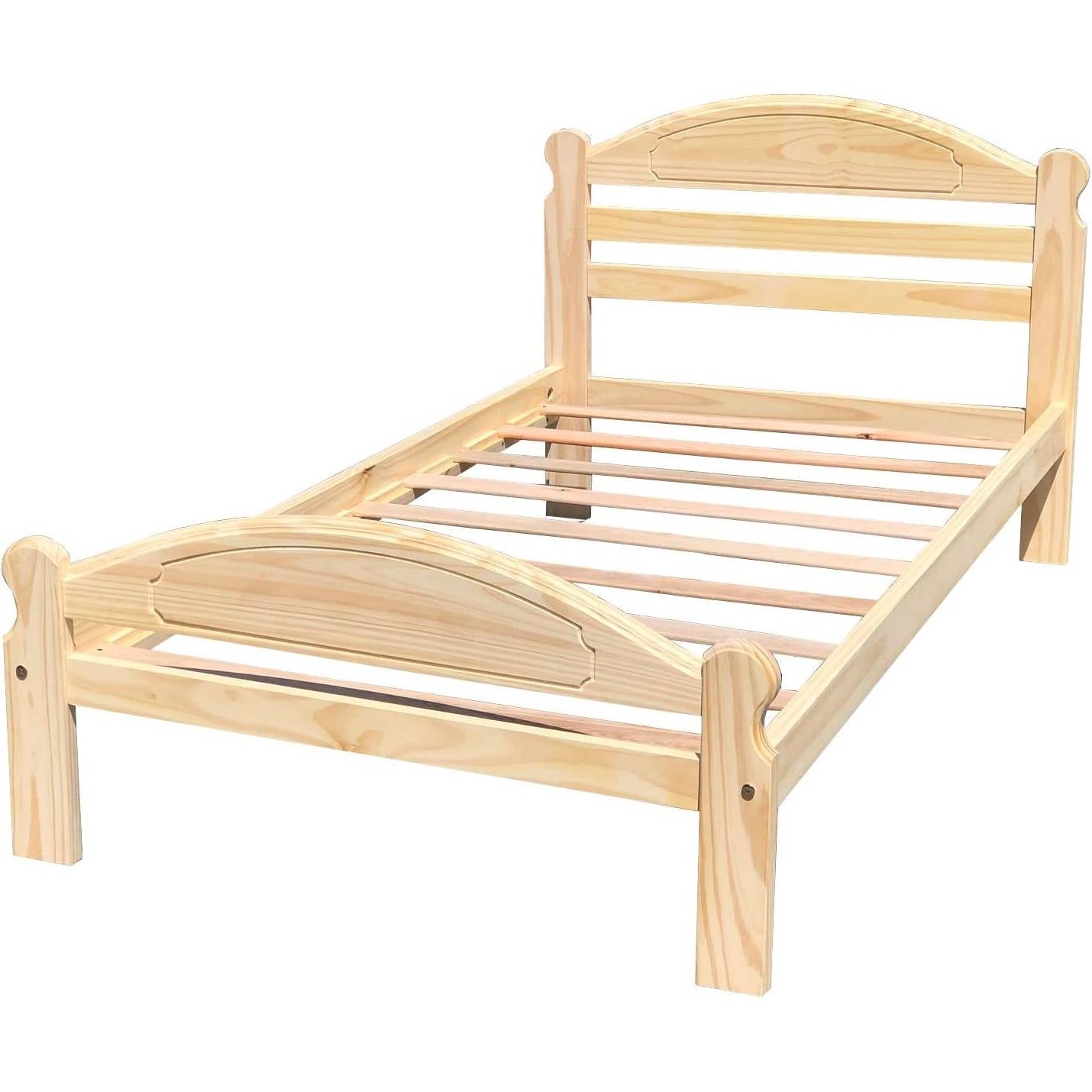 Twin Unfinished Solid Pine Wood Platform Bed Frame with Headboard and Footboard LuxuryLifeWay Online Store