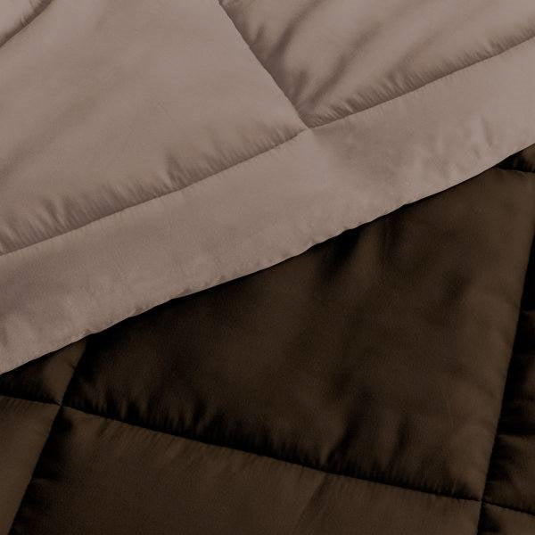 Full/Queen 3-Piece Microfiber Reversible Comforter Set in Taupe Brown LuxuryLifeWay Online Store