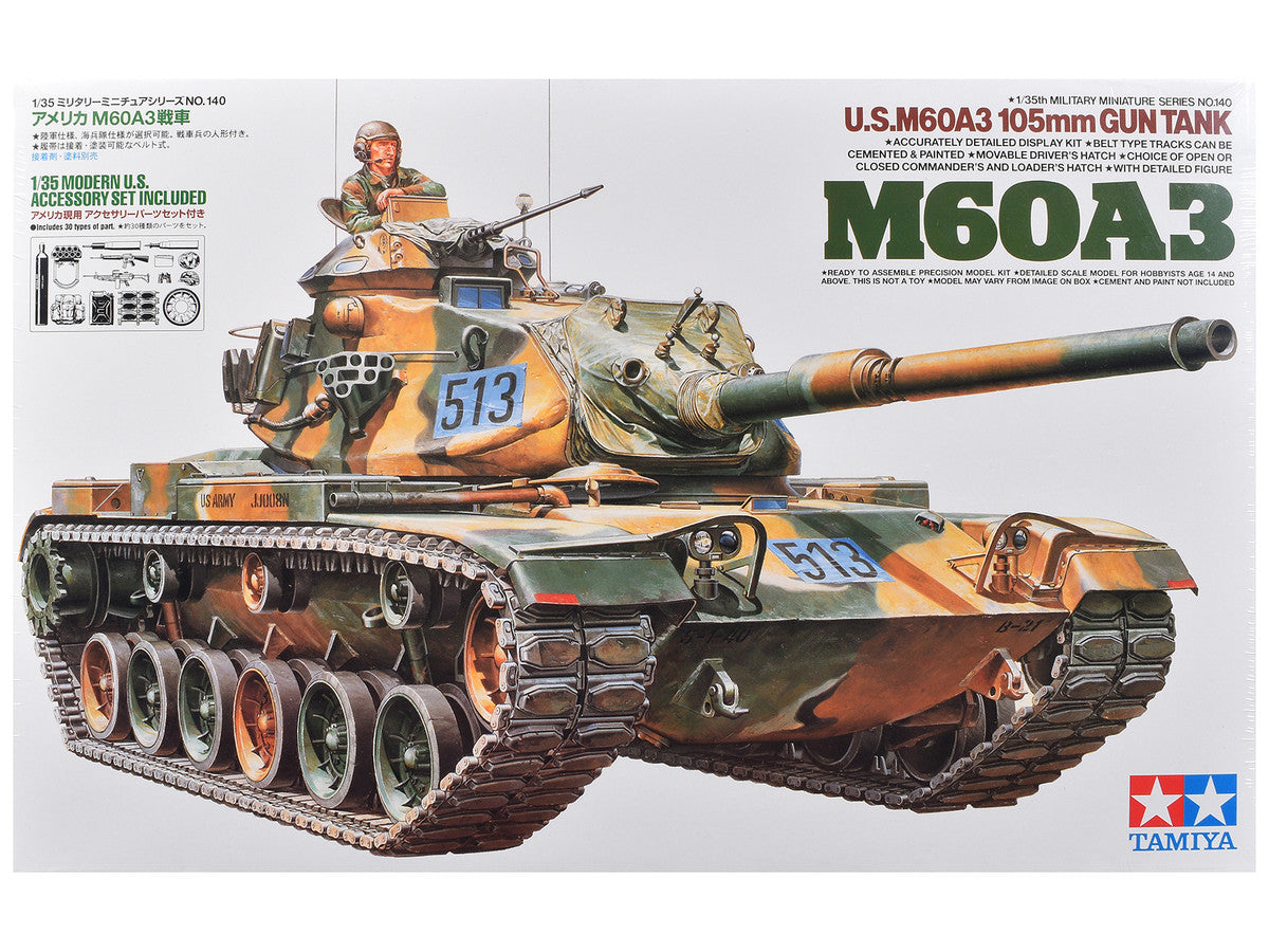 Model Kit US M60A3 105mm Gun Tank "US Army" 1/35 Scale Model by Tamiya LuxuryLifeWay Online Store
