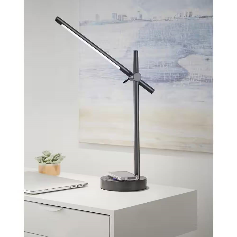Modern LED Desk Light Table Lamp with Wireless Cell Charging Pad in Black LuxuryLifeWay Online Store