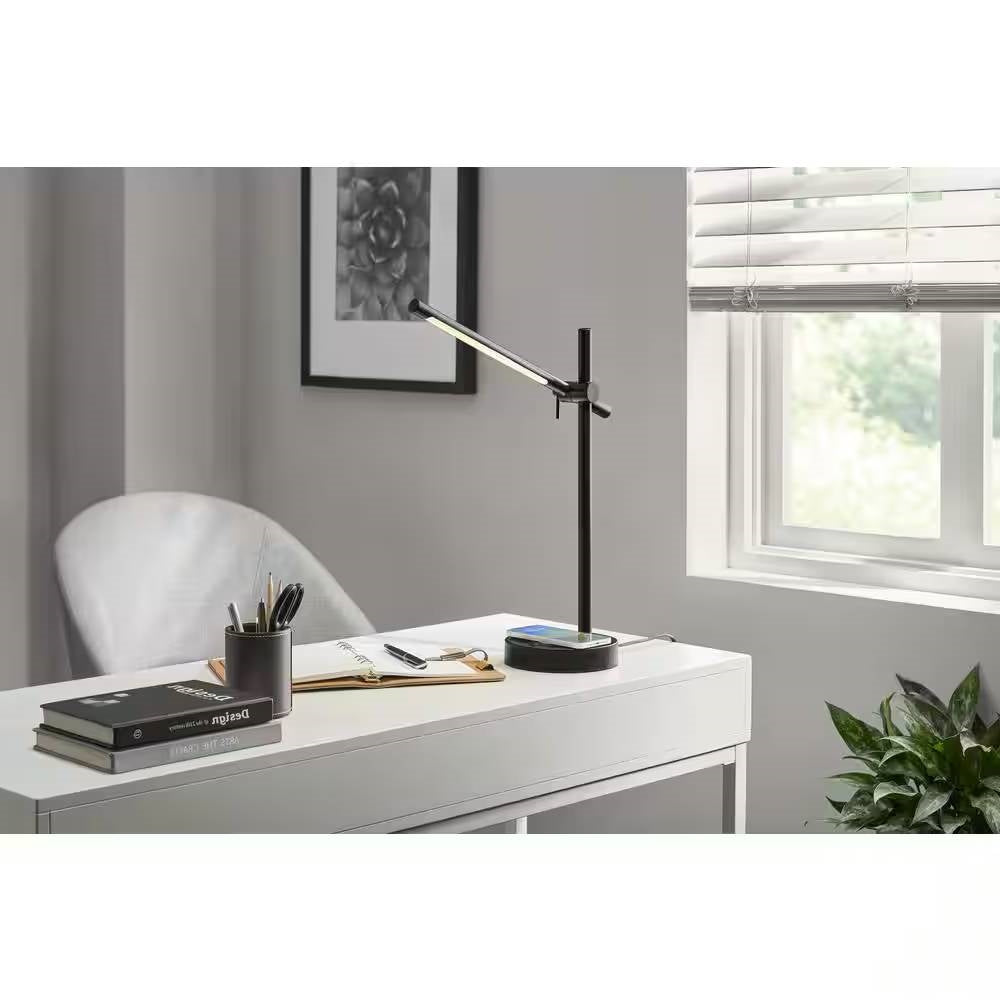Modern LED Desk Light Table Lamp with Wireless Cell Charging Pad in Black LuxuryLifeWay Online Store
